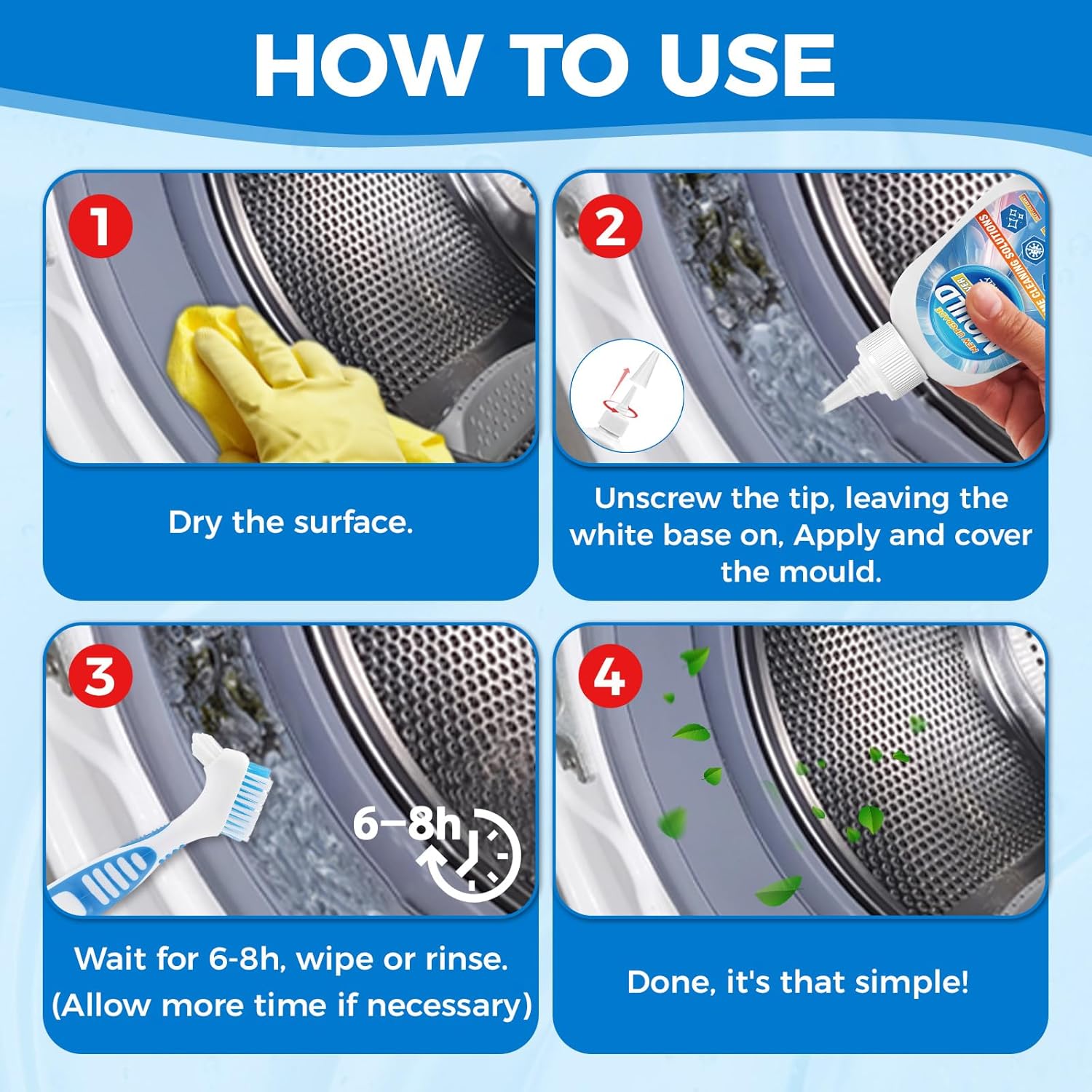 Regine Switzerland Mold Stain Remover Gel - Heavy Duty Cleaner for Home & Washing Machines | 8 Fl Oz