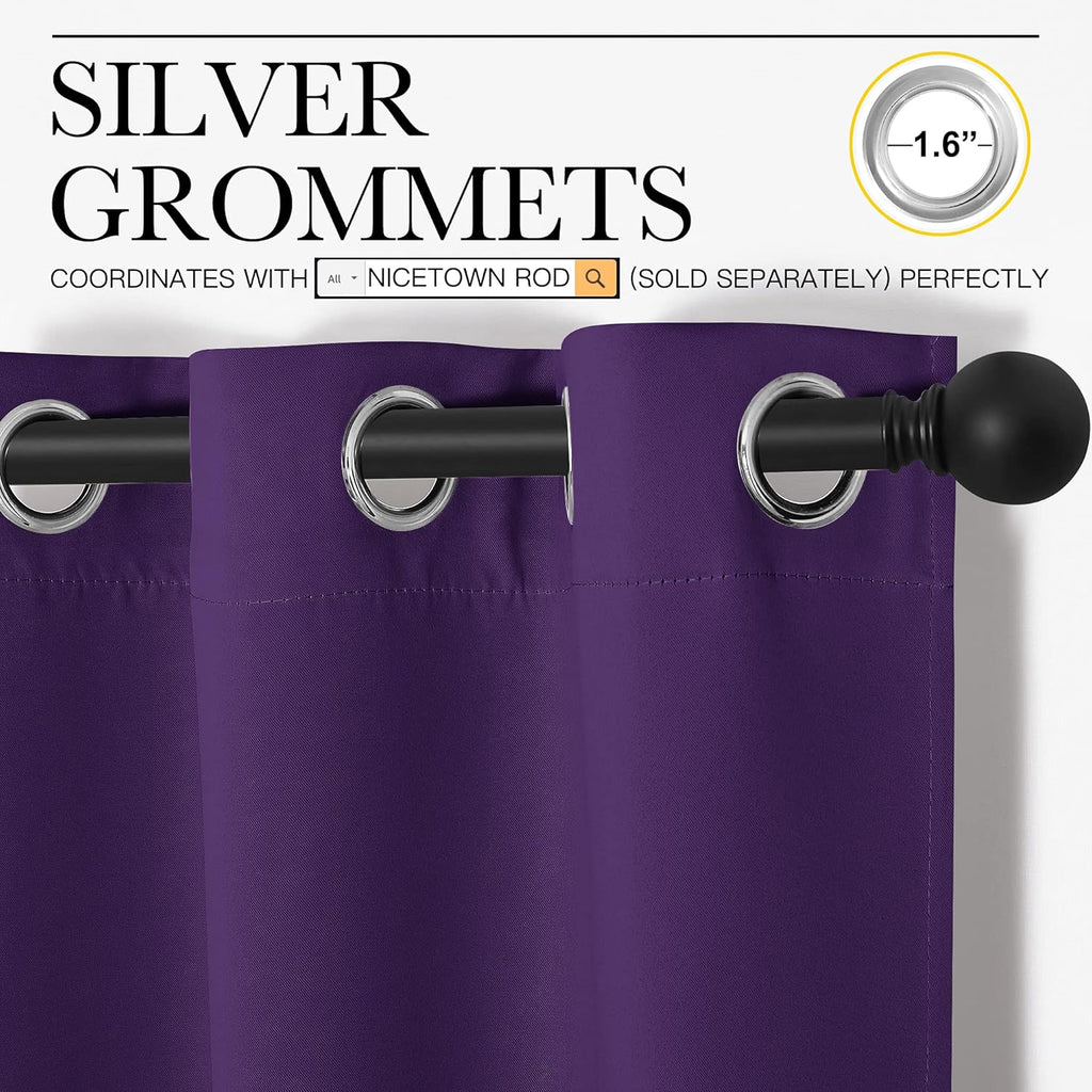NICETOWN Purple Blackout Curtains - Thermal Insulated Drapes for Home | Set of 2, 42 x 50 Inch