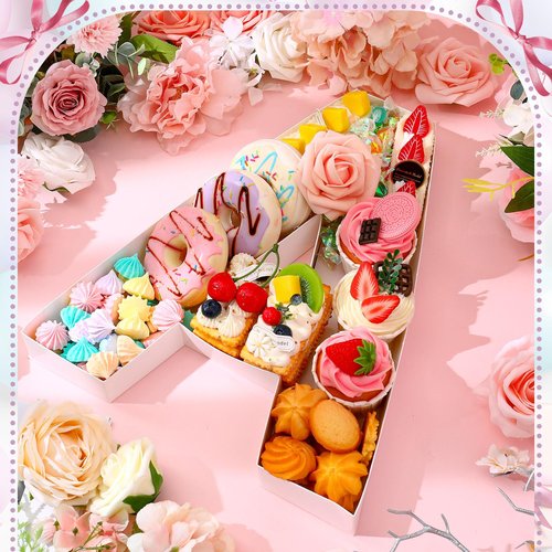 Mifoci 13.7inch Cardboard Letter Boxes Charcuterie Letters Board Fillable Reusable Trays Alphabet Serving Platter for Food Chocolate Candy Decoration Baby Shower Party Anniversary(Letter A)