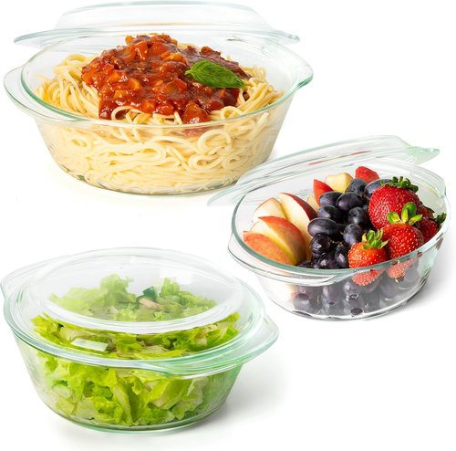 Moss & Stone 6-Piece Clear Glass Casserole Dish Set - Durable Tempered Bakeware with Lids | Microwave & Oven Safe