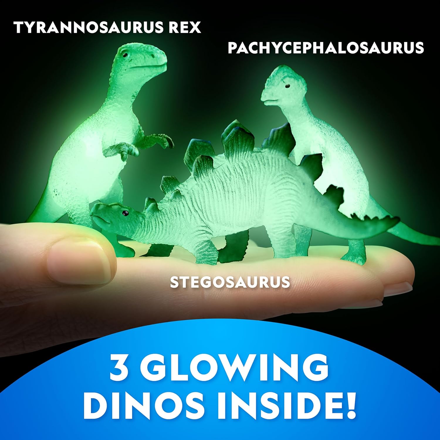 National Geographic Glow In The Dark Dig Kit - Excavate 6 Glowing Rocks & Dinosaurs | STEM Science Fun for Kids