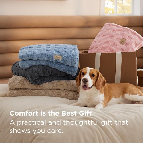 Bedsure Waffle Throw Blanket - Dark Grey Cozy Fluffy Fleece for Couch & Sofa Decor | 50x60 Inches