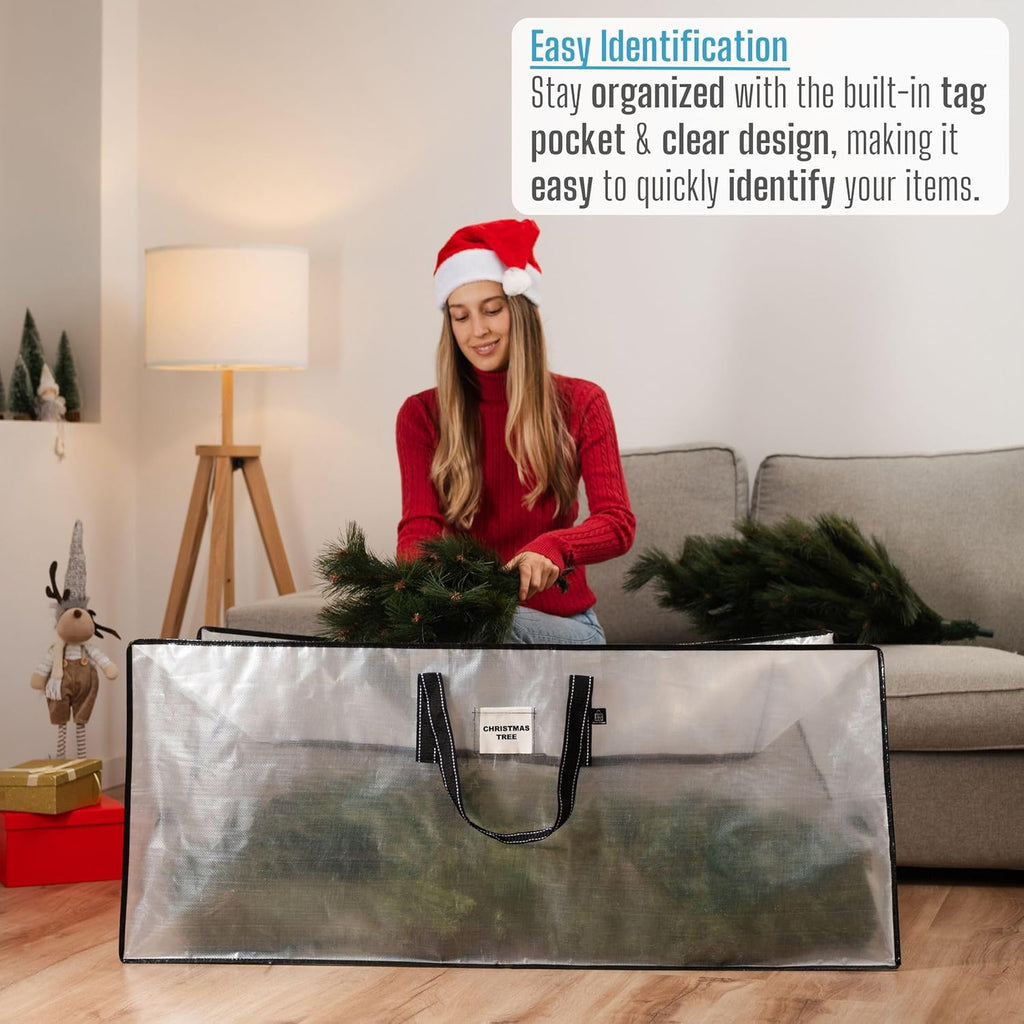 VENO Clear Christmas Wreath & Tree Storage Bags - 6 Pack for Wreaths, 7.5 ft Tree & Gift Wrap
