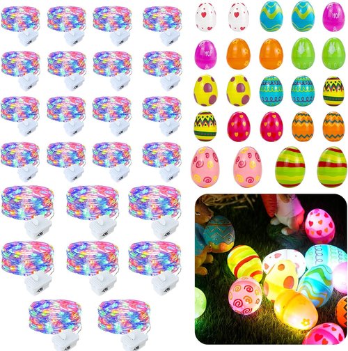 24 Pack Skiennix 7Ft Fairy Lights - Battery Operated 20 LED Easter String Lights for Spring Decor