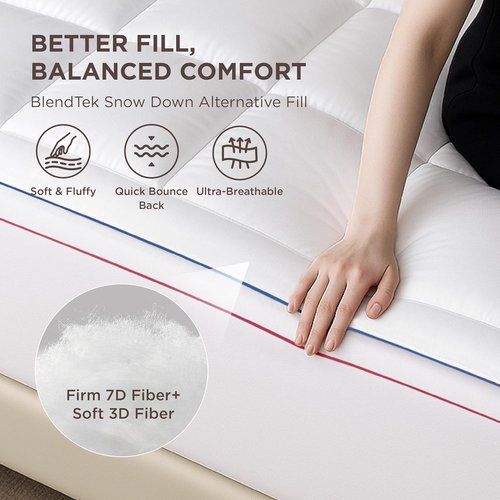 Bedsure Queen Mattress Topper - Extra Thick Pillow Top Pad for Back Pain Relief | Fits Deep Pocket Up to 21 Inches, White