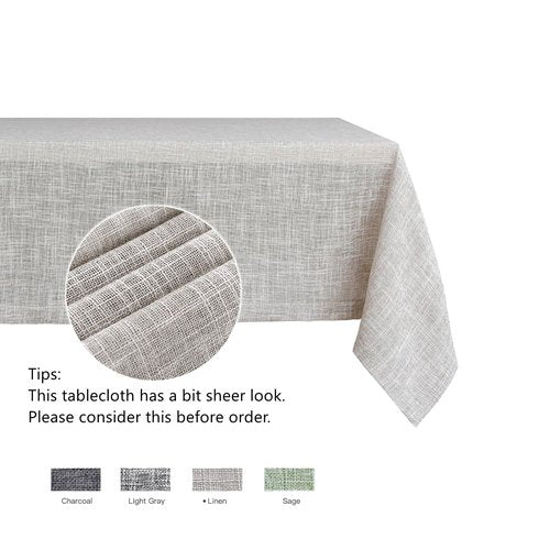 maxmill Flaxy Faux Linen Table Cloth with 2-Tone Slubby Texture Wrinkle Resistant Anti-Shrink Soft Tablecloth for Kitchen Dining Tabletop for Buffet Banquet Parties Rectangle 52 x 70 Inch Linen