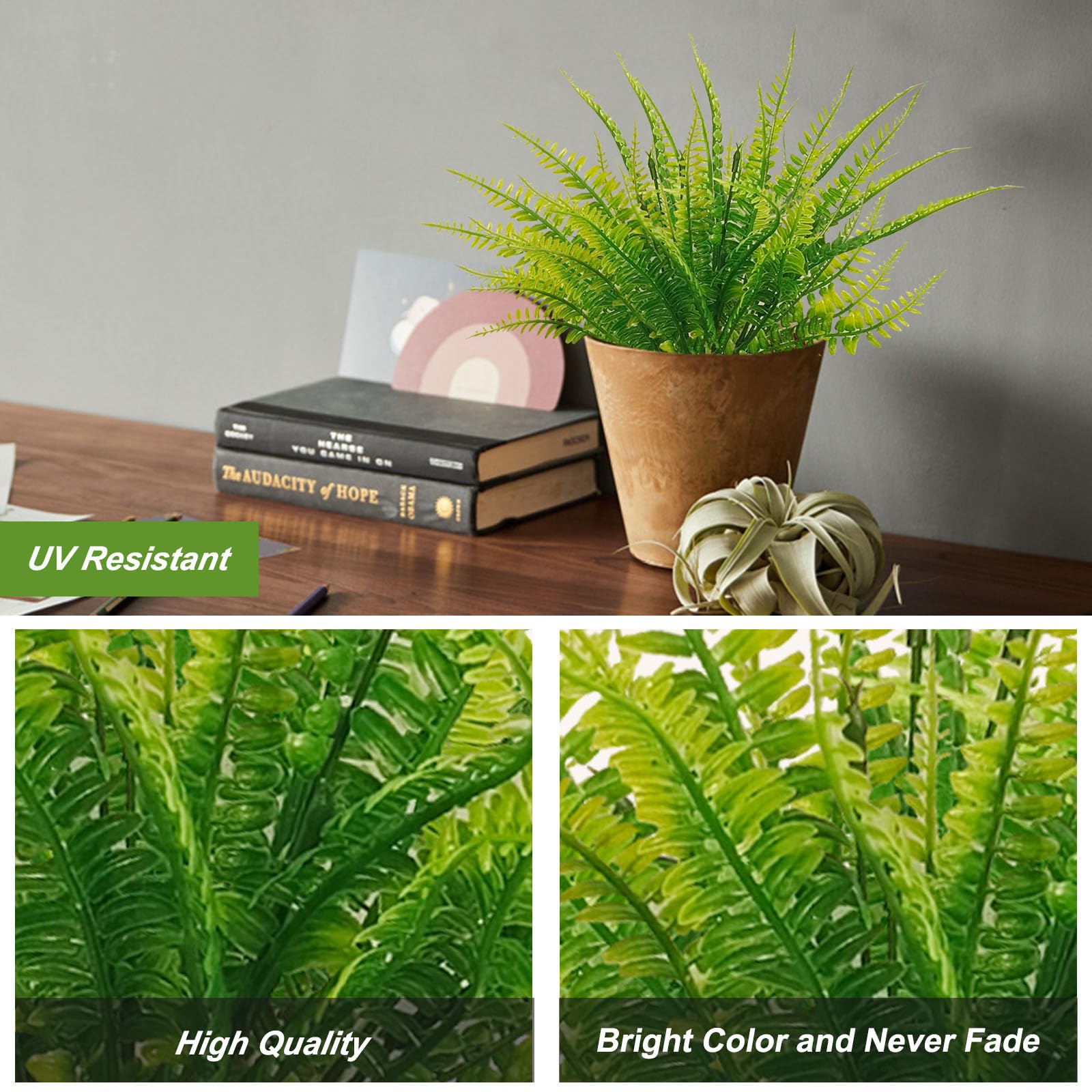 Coreland 80 Pcs Artificial Fake Boston Fern Plants Bushes Faux Plants Shrubs Greenery UV Resistant for House Office Garden Indoor Outdoor Décor