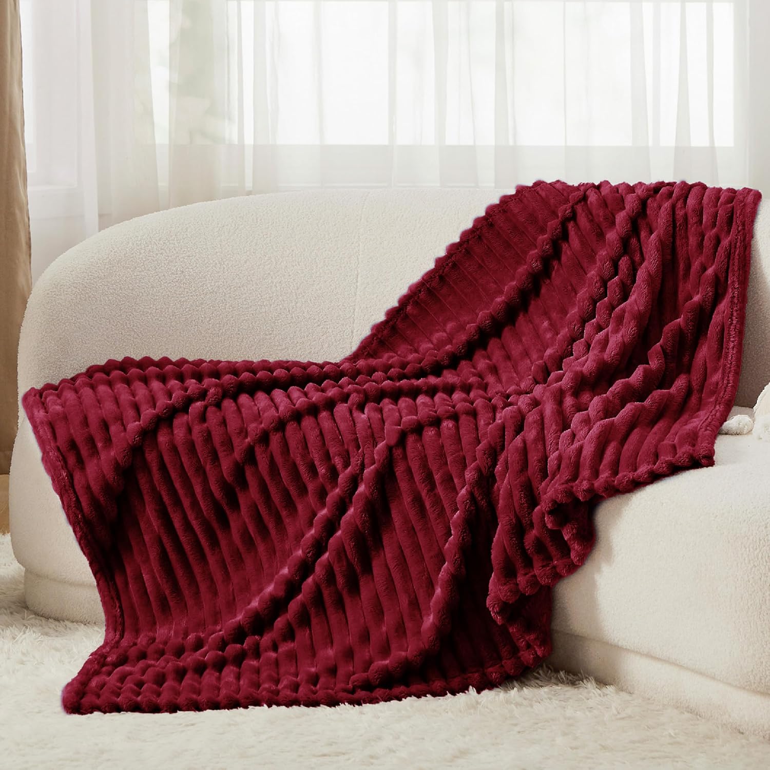 Bedsure GentleSoft Fleece Blanket - Cozy Red Throw for Couch, Perfect Size 60x80 Inches