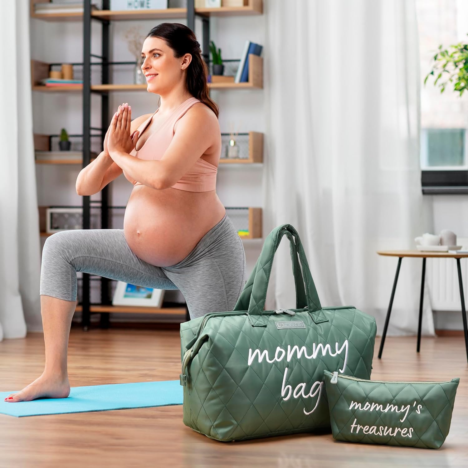 PeraBella Mommy Bag - Stylish Hospital Bag for Labor & Delivery | Maternity Diaper Bag - Green