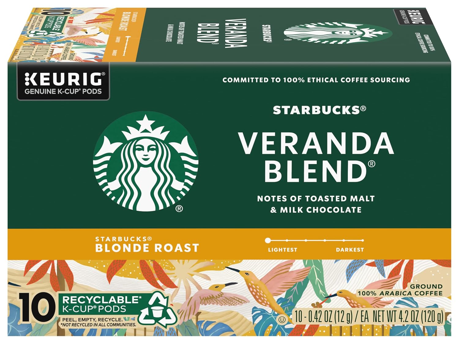 Starbucks K-Cup Pods - Veranda Blend Blonde Roast 100% Arabica Coffee | 60 Pods Total