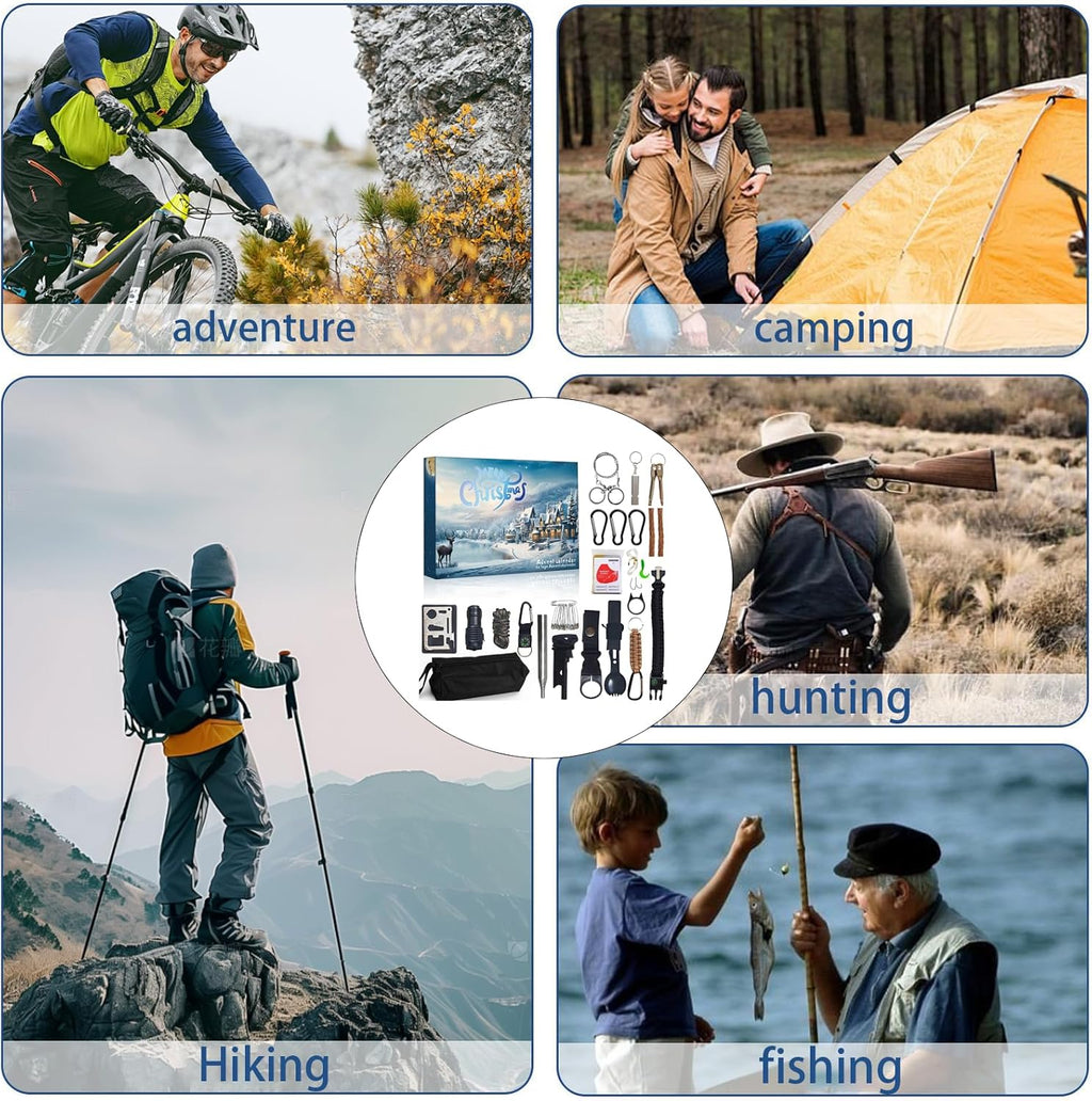 Survival Kit Advent Calendar for Men 2025 - Christmas Countdown with Explorer Tools & Outdoor Gear