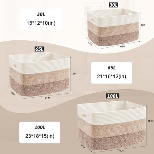 Artfeel Woven Blanket Basket - 65L Decorative Storage for Nursery, Toys, Laundry & Magazines