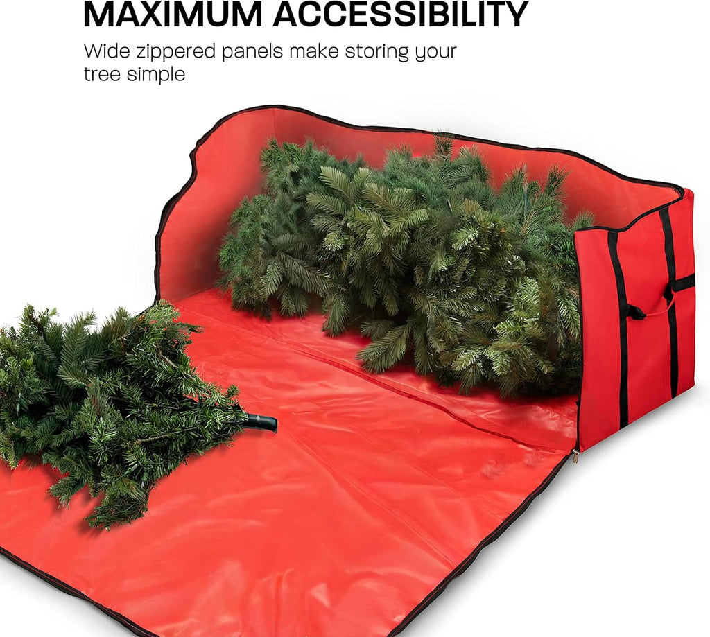 ZOBER Christmas Tree Storage Bag - Fits 9 Ft Trees - Durable 600D Oxford Fabric - Red with Strong Straps
