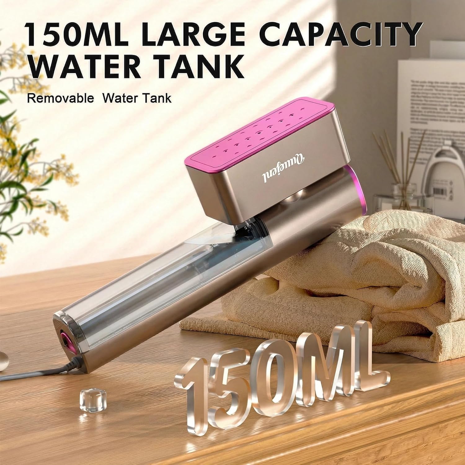 Skiennix Travel Steamer - 2-in-1 Handheld Iron with Fast Heat Up, 150ml Tank, Compact Size for Worldwide Use