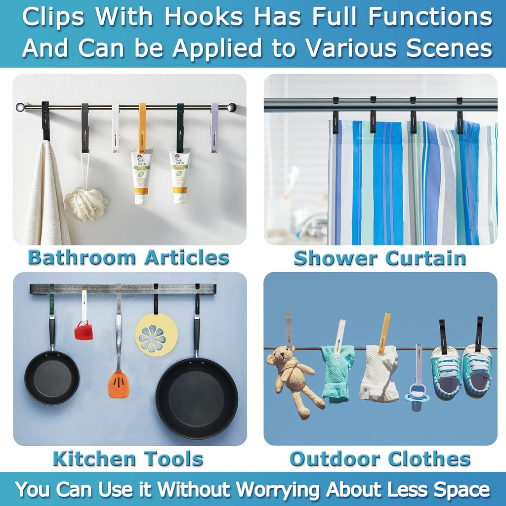 XoYoZo Laundry Hooks - Versatile Clips Hanger Organizer for Socks, Boots, Bras & Towels | 4 Pcs Black