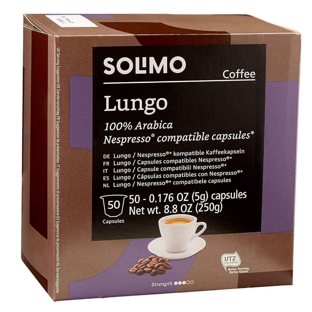 Solimo Lungo Capsules - Medium Roast, Compatible with Nespresso Original Brewers | 50 Count Pack