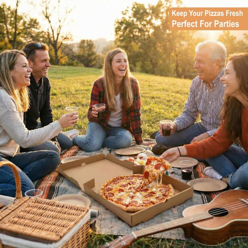 BOARDS+ Pizza Boxes 10 x 10 x 1.75 Inches (15 Pack) | Kraft Corrugated Cardboard Pizza Boxes | Keep Your Pizzas, Baked Goods Hot & Steamy