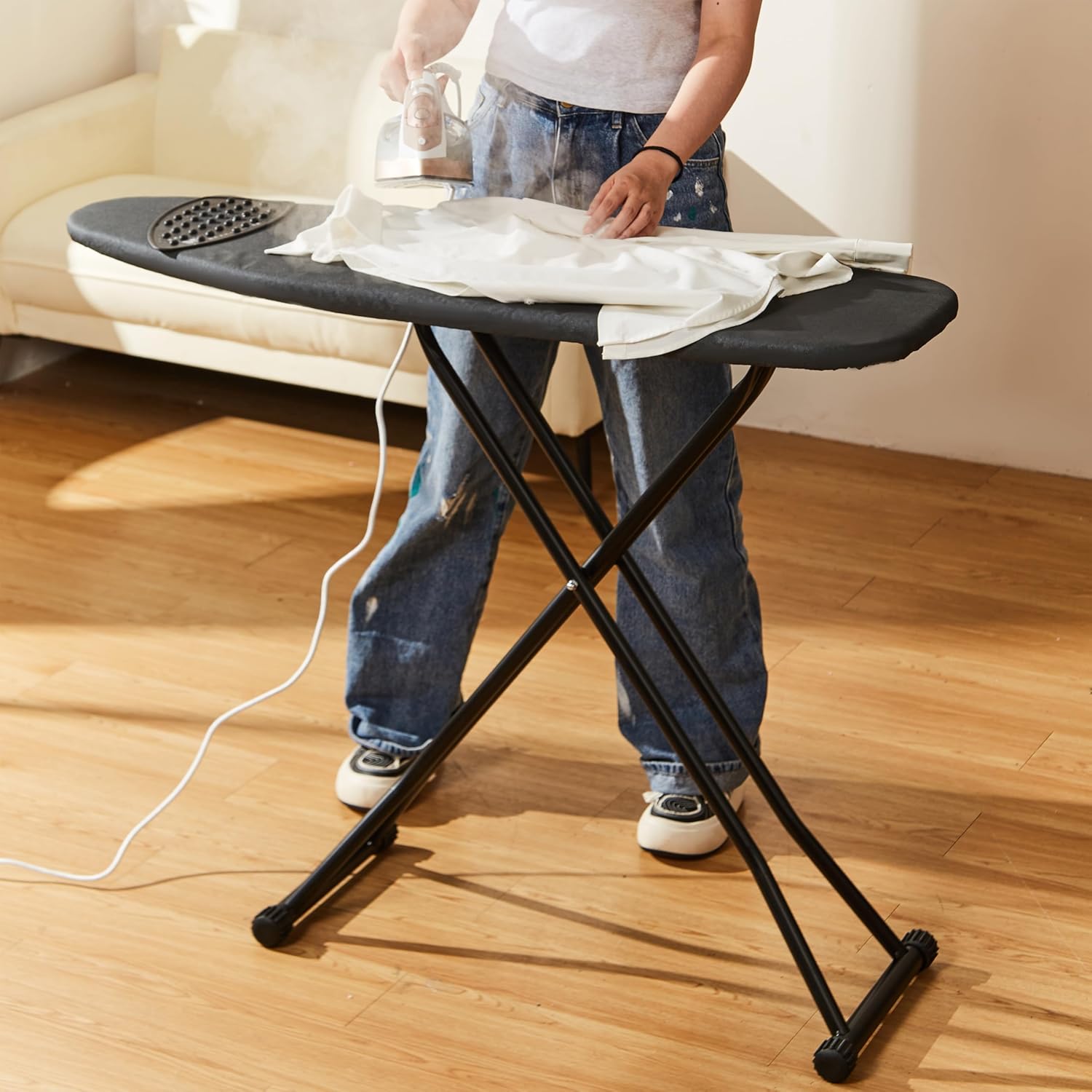 Skiennix Foldable Ironing Board - Adjustable Height with Heat-Resistant Cover | Lightweight & Durable for Home Use