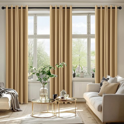 MIULEE Gold Blackout Curtains - Thermal Insulated Room Darkening Drapes | 84 Inches Long, 2 Panels