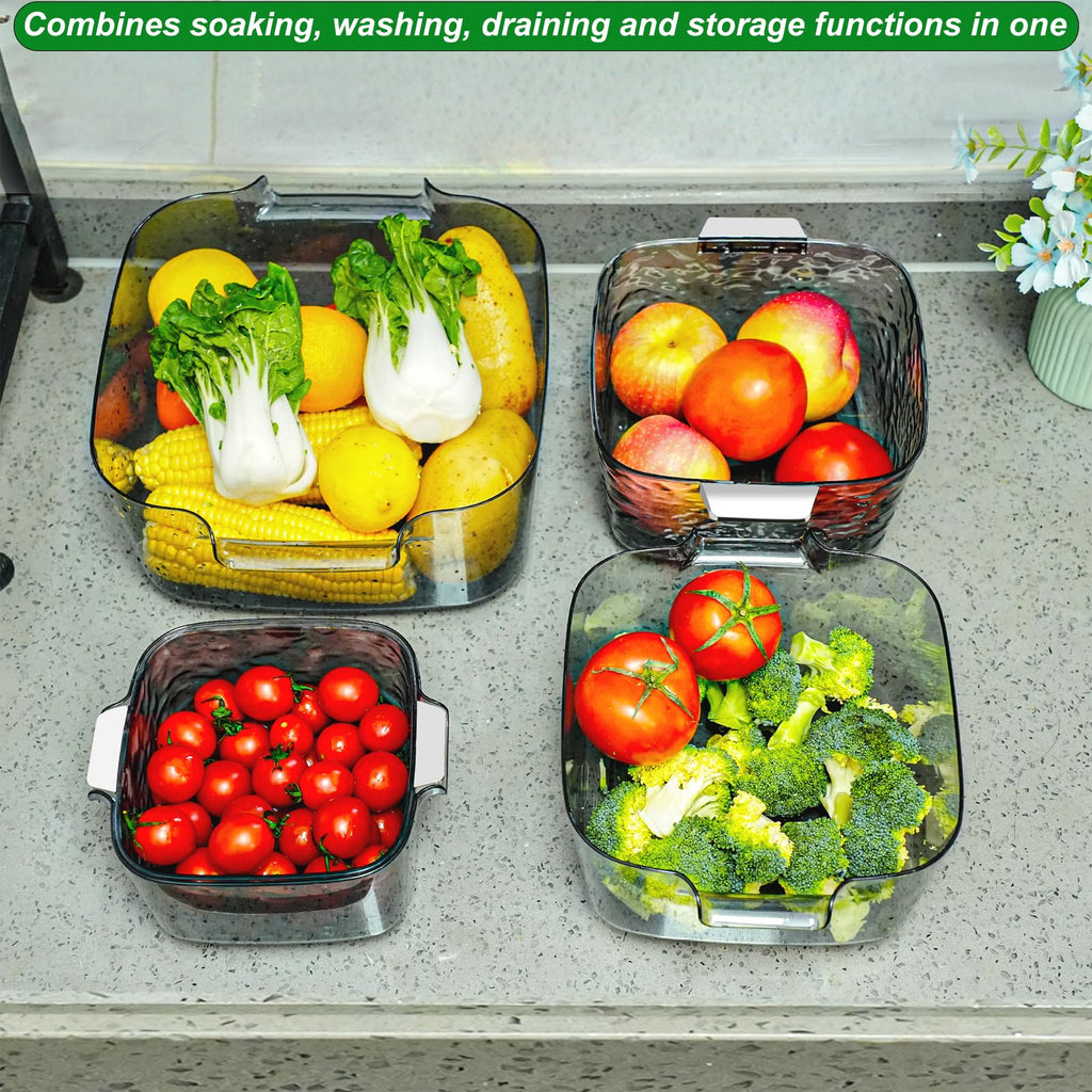 Taiuloo 6-Piece Colander Strainer Bowl Set, BPA-Free Plastic Fruit & Vegetable Washing Basket, Kitchen Colanders & Mixing Bowls for Pasta Berry Salad, 2/3.5/7QT