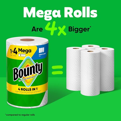 Bounty Select-A-Size Paper Towels - White, 2 Mega Rolls for Ultimate Absorbency | 8 Regular Rolls Equivalent
