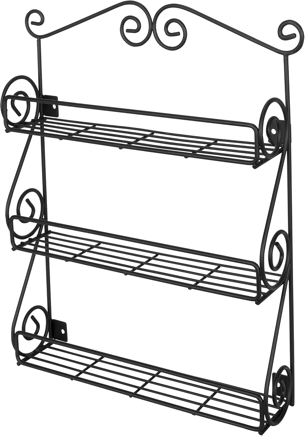 Spectrum Diversified Scroll Wall-Mounted Spice Rack Organizer - 3-Tier Design for Kitchen & Cabinet Storage