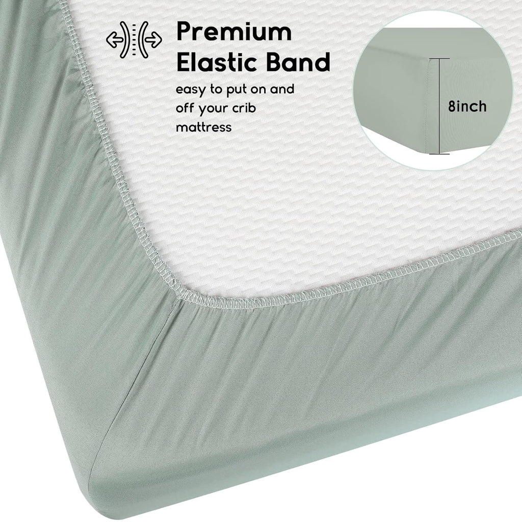 Yoofoss Fitted Baby Crib Sheets - Super Soft Microfiber 2 Pack for Standard Crib & Toddler Mattress | Green & Leaf 28x52x8in