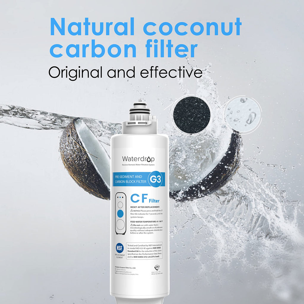 Waterdrop WD-G3-CF Filter, with WD-G3-CB Filter, Replacement for WD-G3-W, WD-G3P600 and WD-G3P800-W Reverse Osmosis System, Bundle