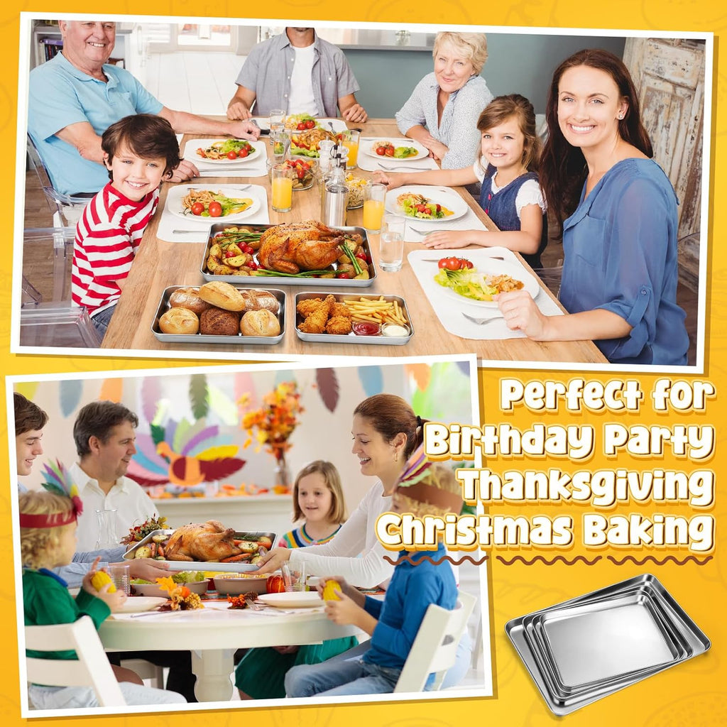 Skiennix Stainless Steel Baking Pans Set - Heavy Duty Non-Stick Cookie Sheets | 16/18/20/24 Inch