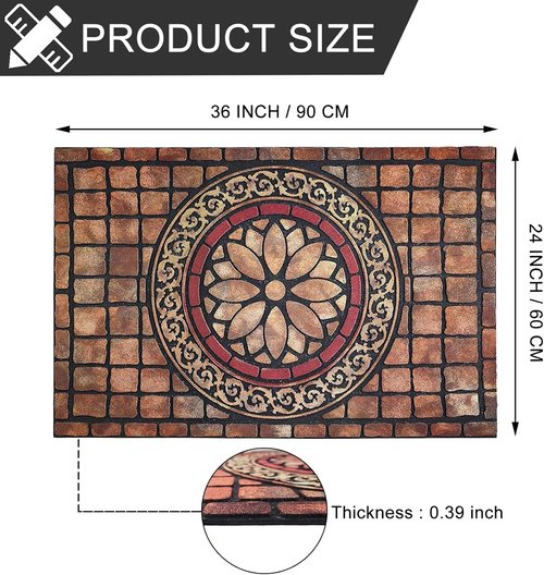 CHICHIC Rectangle Door Mat - Heavy Duty Non-Slip Welcome Mat for High Traffic Areas | 24 x 36 Inch