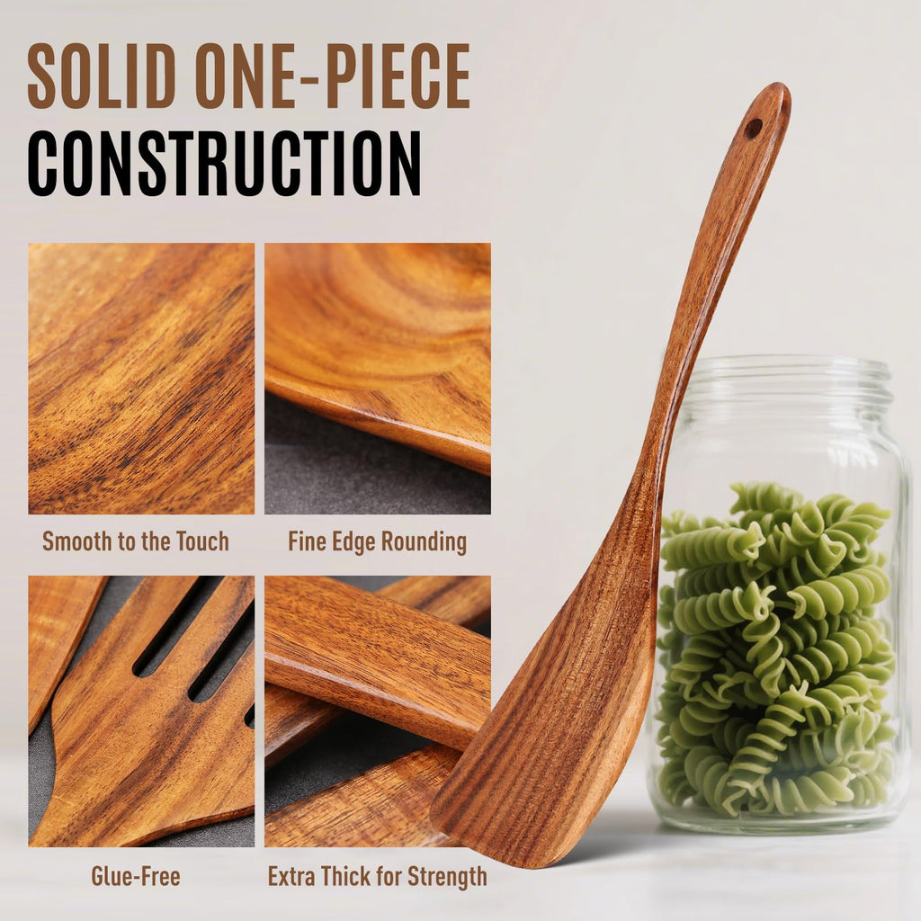 Wooden Spoons for Cooking, Excellent Wooden Kitchen Utensil Set (5pcs)
