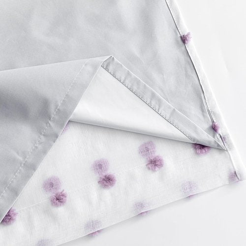 MYSKY HOME 100% Blackout Curtains for Girls Bedroom 84 Inches Long with Purple Pom Pom Sheer Total Light Blocking Curtains for Living Room 2 Panels Grommet Room Darkening Window Drapes 52W x 84L