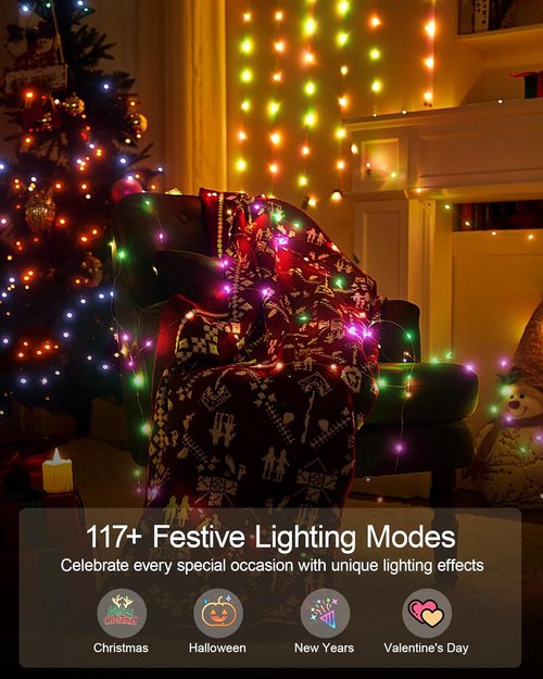 Ariceleo RGB Fairy Lights - 32.8 ft USB Powered String Lights with Remote & APP Control | Waterproof Copper Wire, 8 Modes, Timer Function for Christmas & Parties
