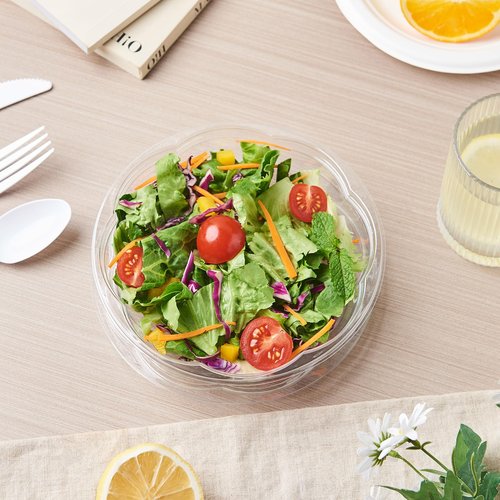 FULING [18 oz. 50 Sets Clear Plastic Salad Bowls with Airtight Lids Disposable To Go Mixing Containers Serving for Fruit, Quinoa, Lunch and Meal Prep