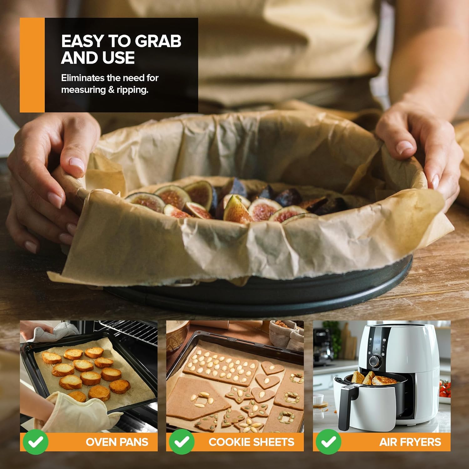 Stock Your Home Unbleached Parchment Paper Sheets - 200 Pre-Cut Baking Sheets | 9x13” Oven Liners