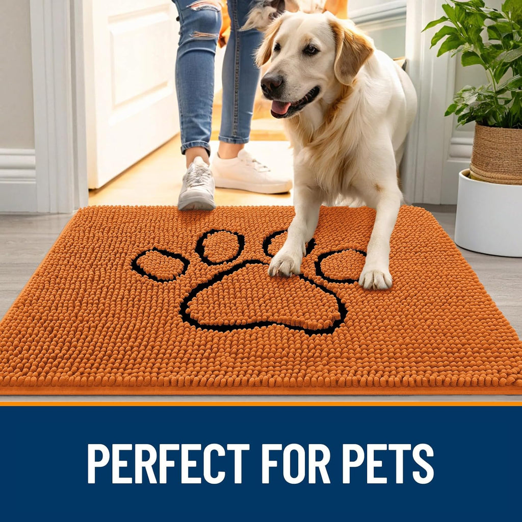 OLANLY Dog Door Mat - Absorbent Non-Slip Mud Mat for Paws | 30x20 Paw Print Design, Quick Dry Clay