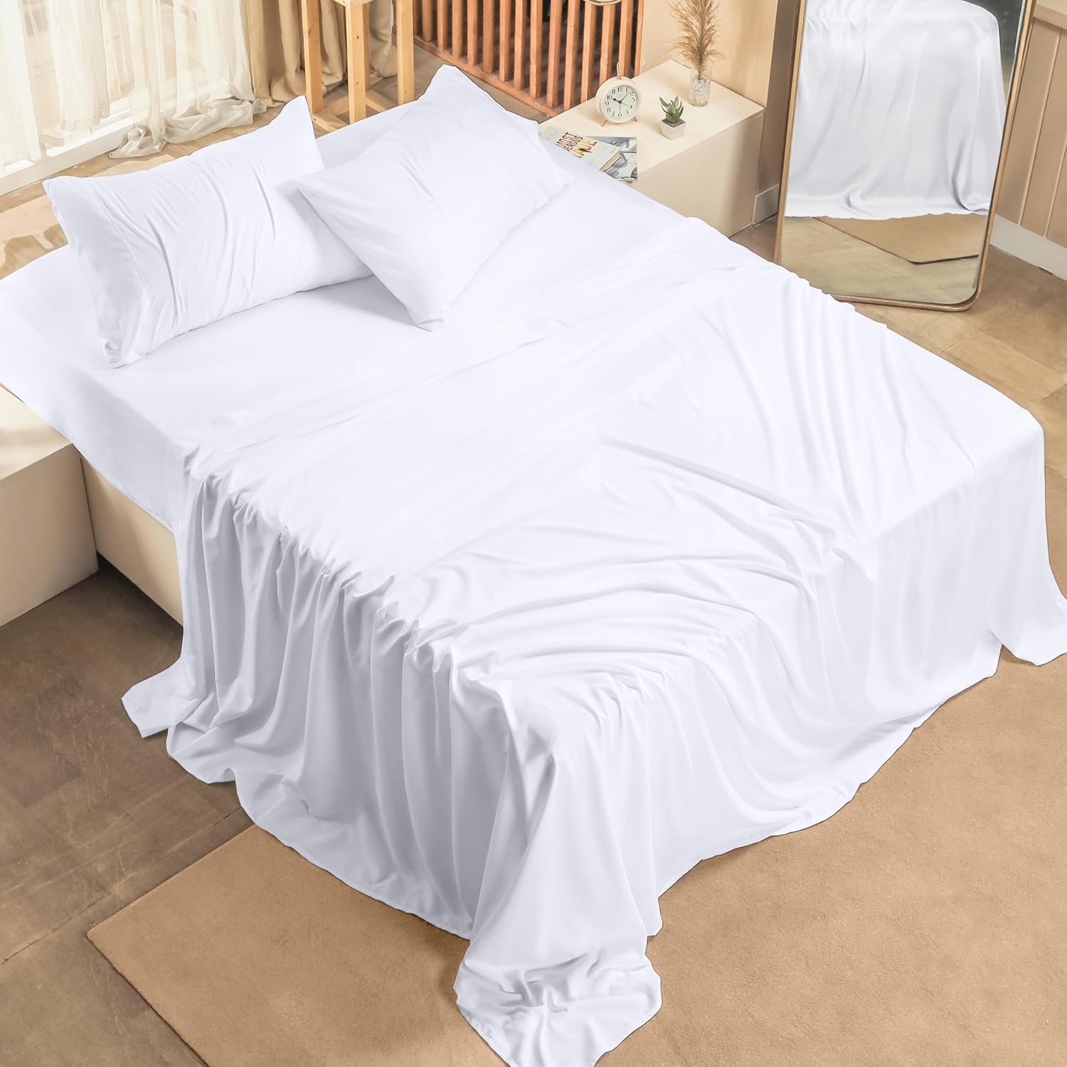 Utopia Bedding King Size Sheet Set - Soft Brushed Microfiber - Deep Pockets - 8-Piece Bulk Pack (White)