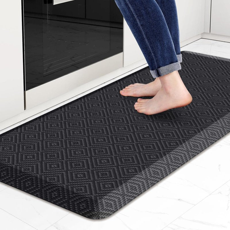 Mattitude 4/5 Inch Thick Kitchen Mat Cushioned Anti-Fatigue Floor Mat Water Resistant Non-Slip Mats and Rugs Standing and Comfort Desk Mats for House Sink Office Laundry (Black, 17.3"x39")