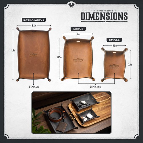 Main Street Forge Leather Valet Tray for Men – Rustic EDC Organizer for Keys, Phone & Wallet – Made in USA – Bootlegger Brown