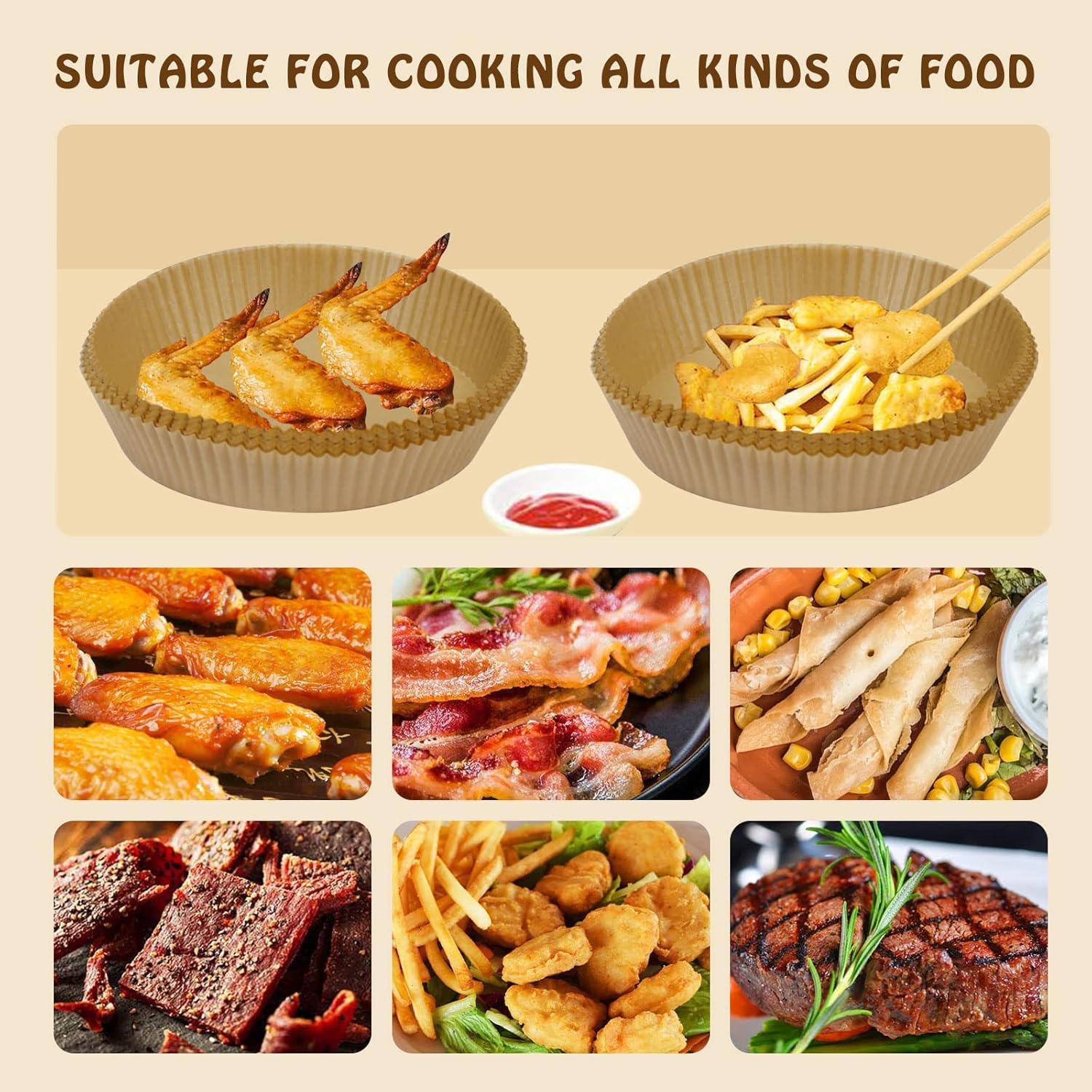 SIUDANGKA Air Fryer Liners - 200 Disposable Parchment Paper Sheets for Ninja AF101 & AF150 XL