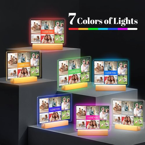 Greysky Custom Picture Frames - Personalized Photo Frame with Night Light | Perfect Anniversary & Birthday Gift for Him or Her