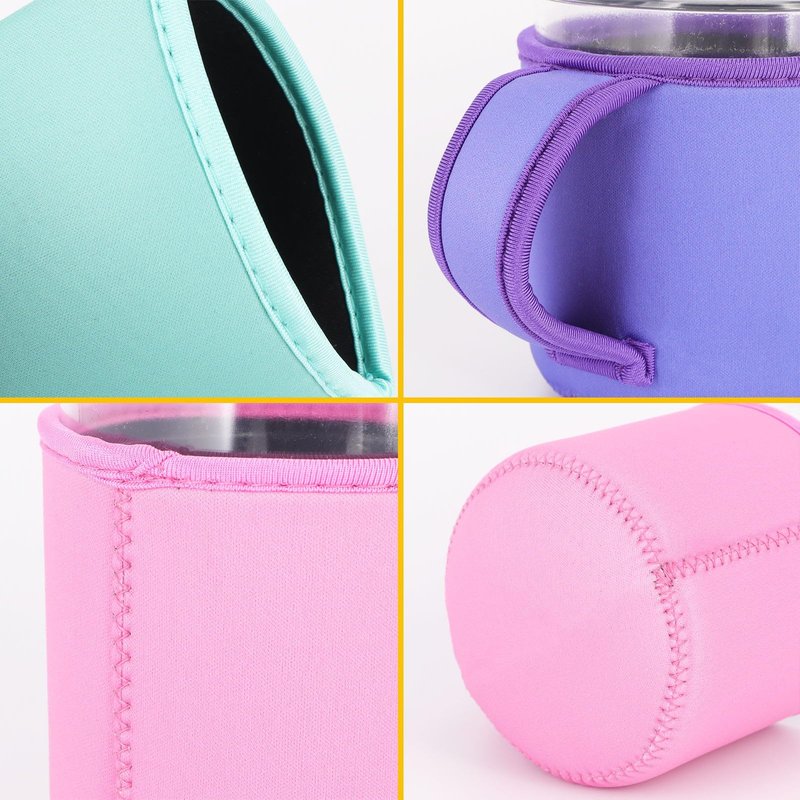 4Pack Reusable Ice Cream Sleeves with Handle, Neoprene Insulated Sleeves for Ninja Creami Pints, Talenti Ice Cream Pints, Frozen Desserts (Solid Color)