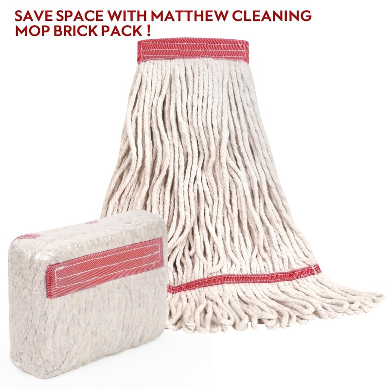 Matthew Cleaning Pack of 12 Heavy Duty Commercial White Mop Head Replacement for General and Floor Cleaning,Wet Industrial Blend Cotton Looped End String Head Refill