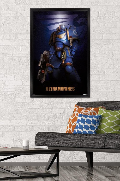 Warhammer 40K - Ultramarine Wall Poster, 34L" x 22.4W", Black Framed Version