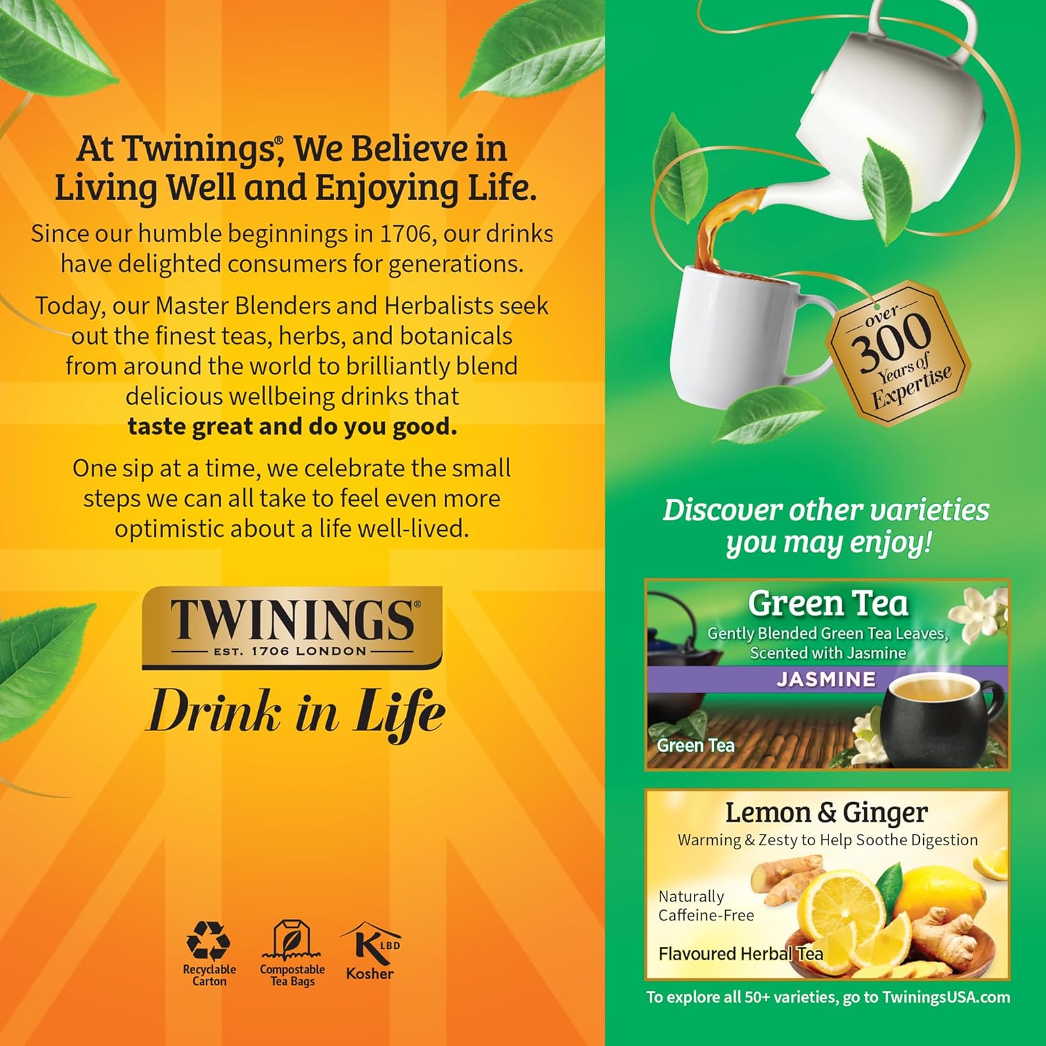 Twinings Pure Green Tea - Individually Wrapped Bags, Smooth Flavor & Enticing Aroma | 150 Count