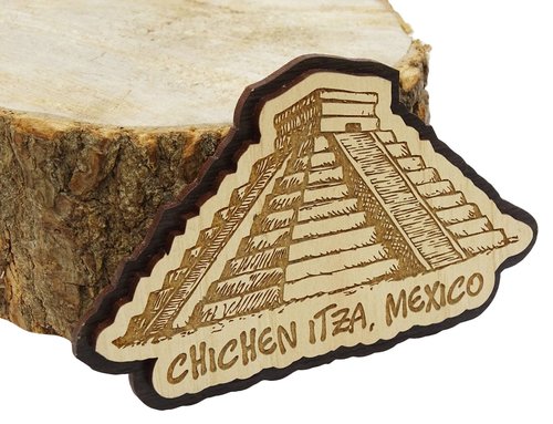 Printtoo Engraved Chichen Itza Mexico Fridge Magnet Souvenir Wooden Gift Collectibles