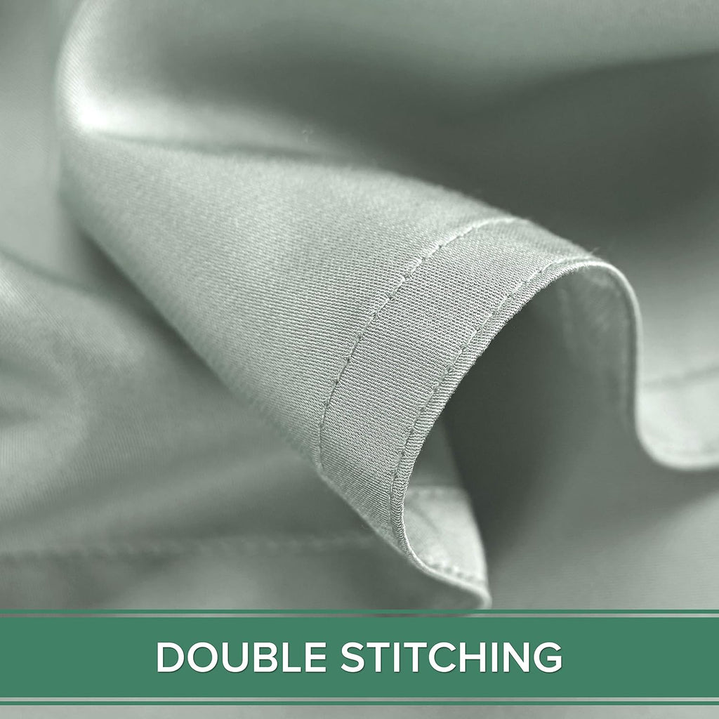 Pure Bamboo Queen Pillowcases - Luxuriously Soft & Cooling 100% Organic Viscose | Double Stitching, Sea Glass (Set of 2)