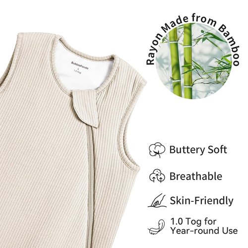BubblePanda Sleep Sack - Supersoft Bamboo Baby Wearable Blanket | 6-12 Months, 1.0 Tog, Breathable Design