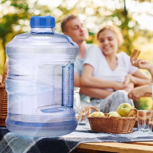 Funnymoom 4 Pcs 1 Gallon Plastic Water Bottles Round Jugs with Handle Portable Water Containers Reusable Leak Proof Bottle for Camping Outdoor Sports Travel