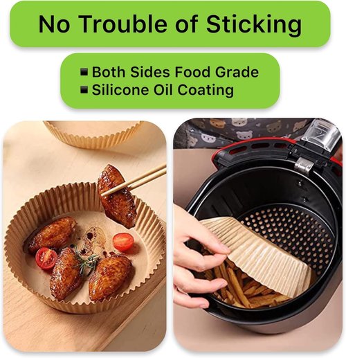 Air Fryer Liners - 100PCS Unbleached Non-Stick Parchment Paper for 2 to 5 Qt Air Fryers | 6.3 Inch